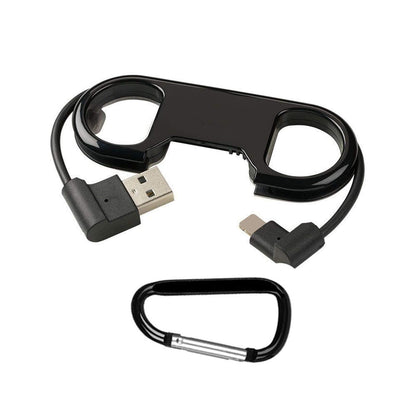 Lightning Keychain Charging Cable — Carabiner Bottle Opener Short Cable Gift, Bl