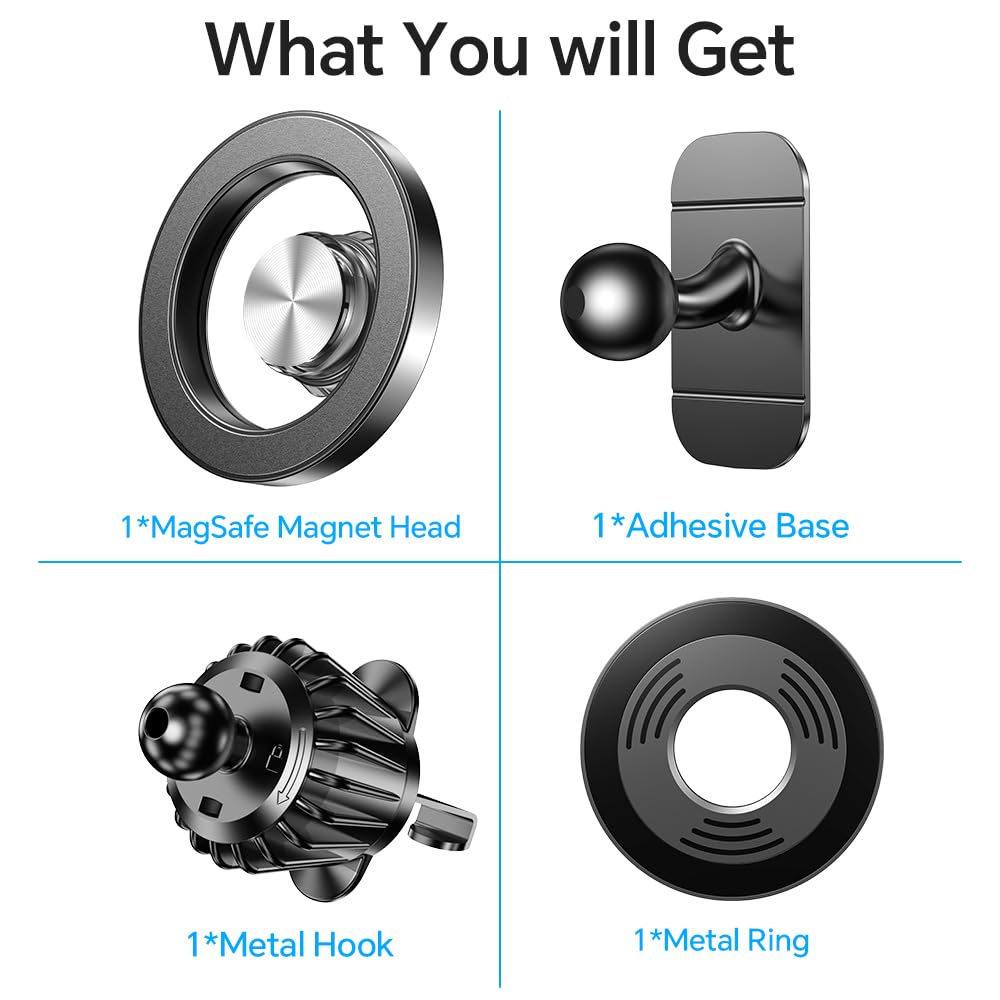 Car Mount — 20 Strong Magnets Magnetic Dashboard Phone Holder for iPhone 17/16/1