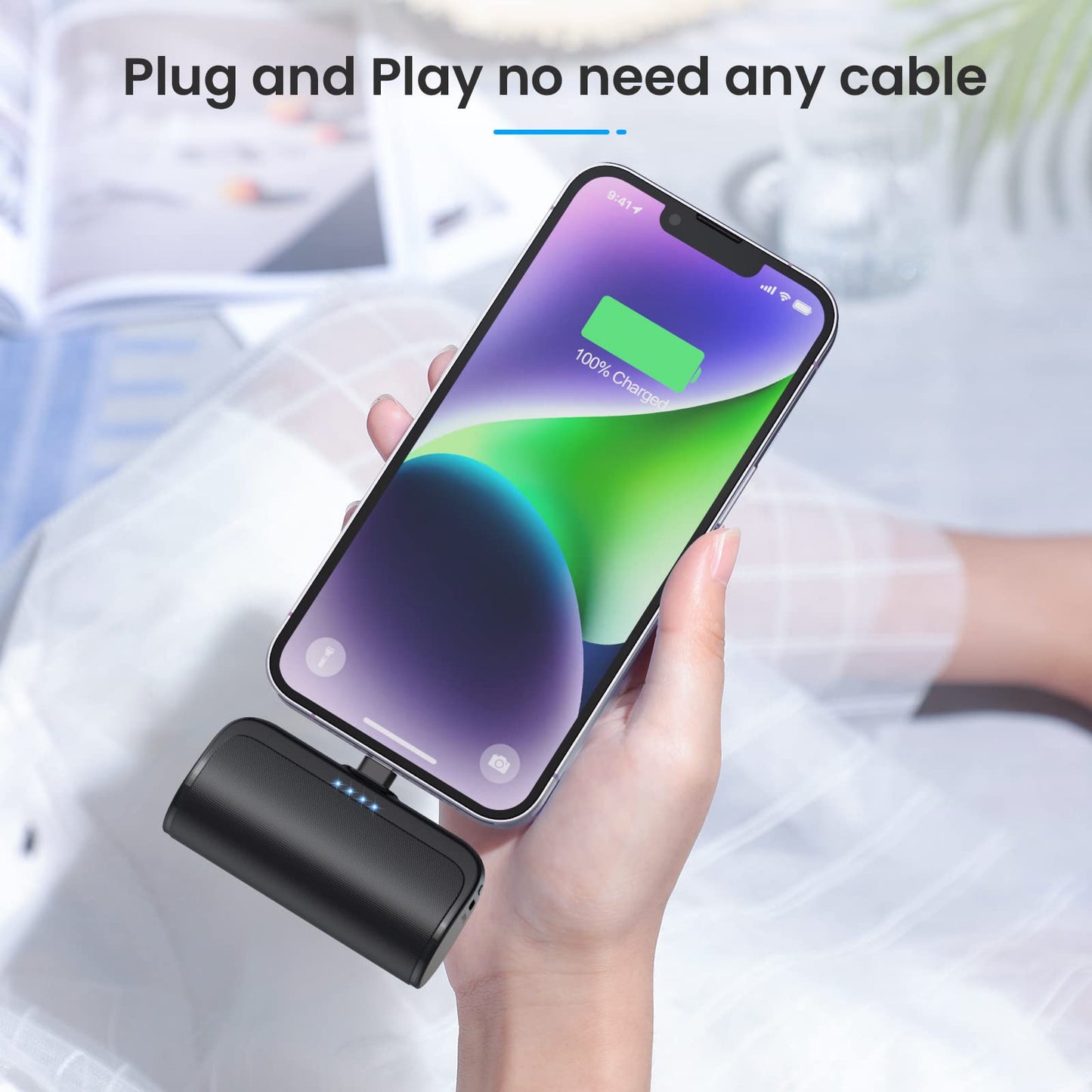 Chargeur Power Bank pour iPhone, Chargeur de Téléphone Portable 5200mAh Ultra-Compact PD F