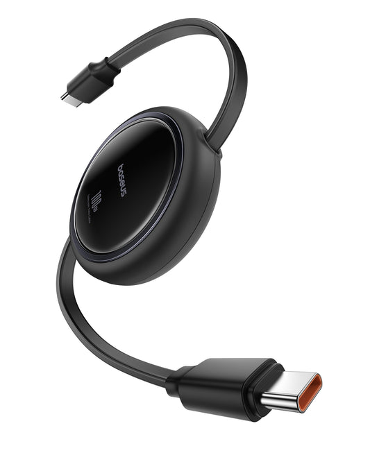 USB-C to USB-C Cable 100W Retractable - 5A Fast Charging 4-Stage Length Adjustable