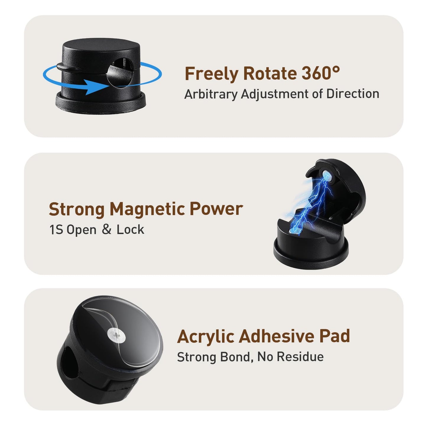 Pack Magnetic Cable Clips, Upgraded 360° Rotatable Cord Holde