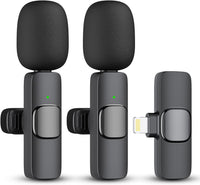 Wireless Lavalier Microphone for iPhone iPad Dual Clip On Mic 2 Pack Lightning