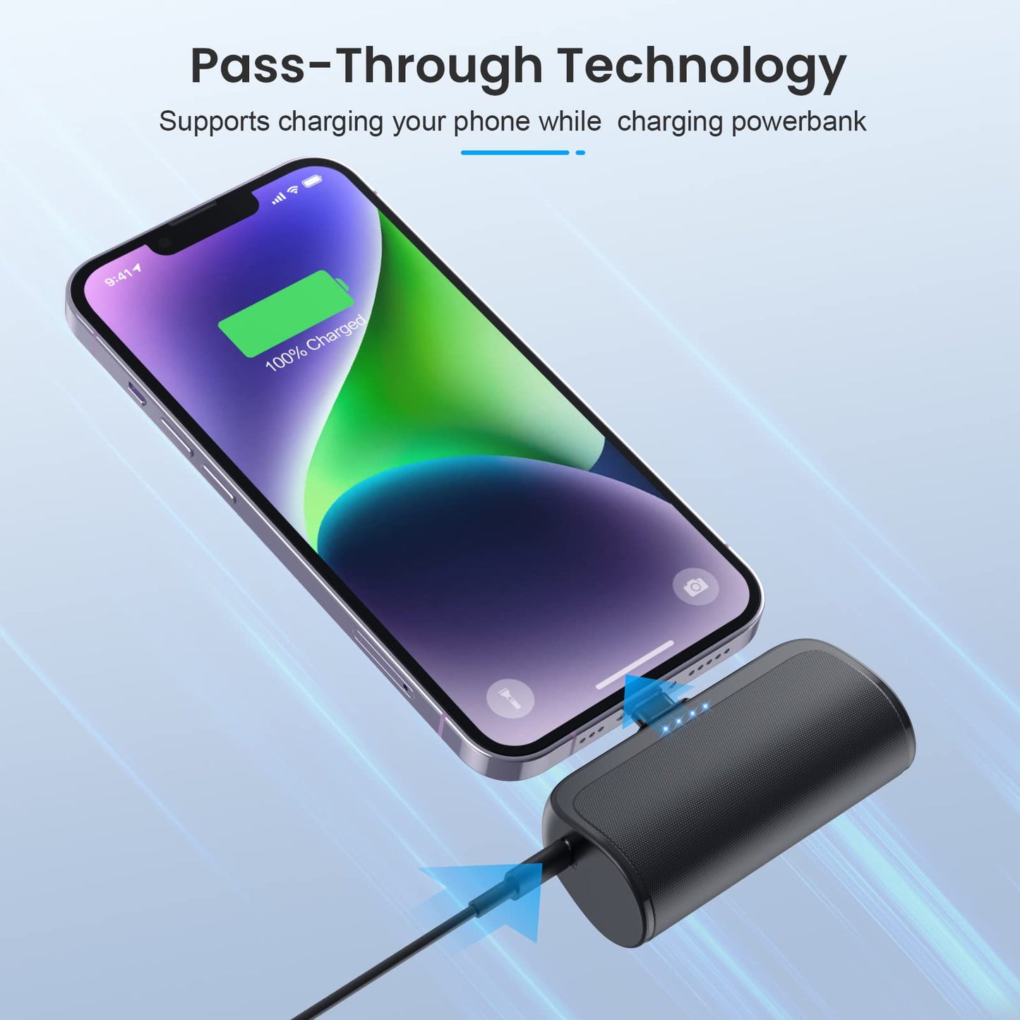 Chargeur Power Bank pour iPhone, Chargeur de Téléphone Portable 5200mAh Ultra-Compact PD F