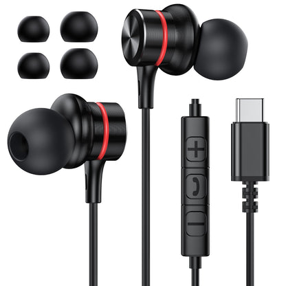 Écouteurs Stéréo HiFi USB-C - Casque Filaires Intra-Auriculaires avec Micro et Contrôle du Volume