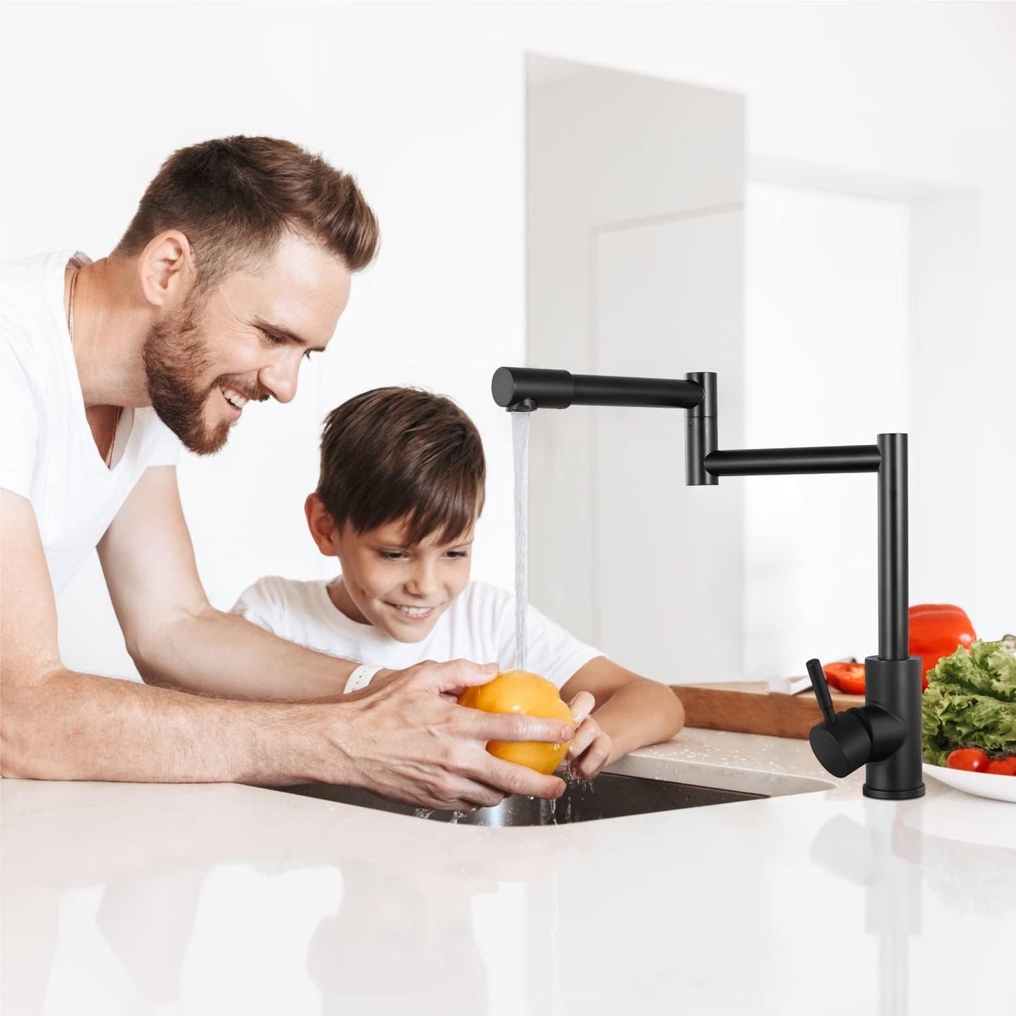 Robinet de cuisine pliable rétractable à trou unique Edison