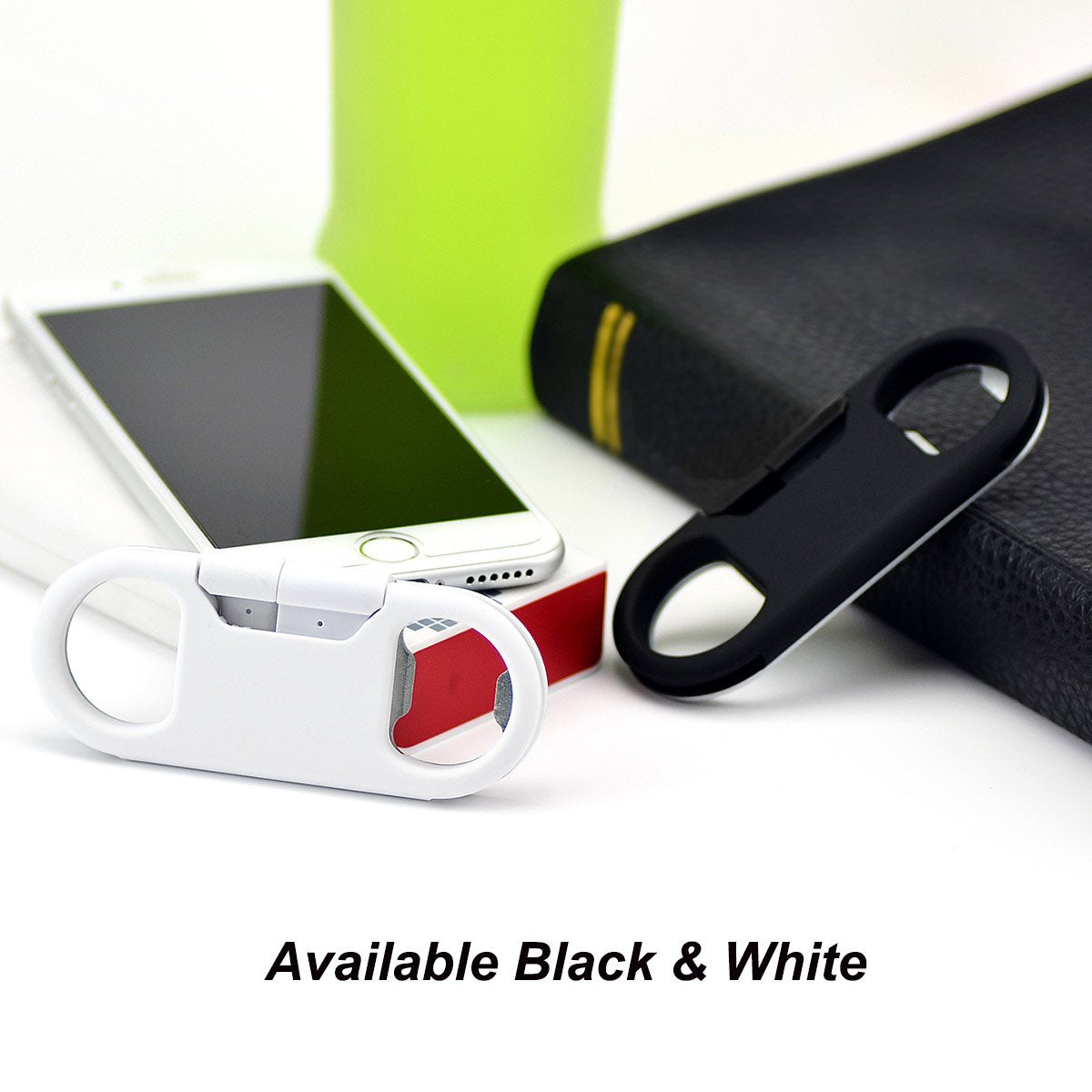 Lightning Keychain Charging Cable — Carabiner Bottle Opener Short Cable Gift, Bl