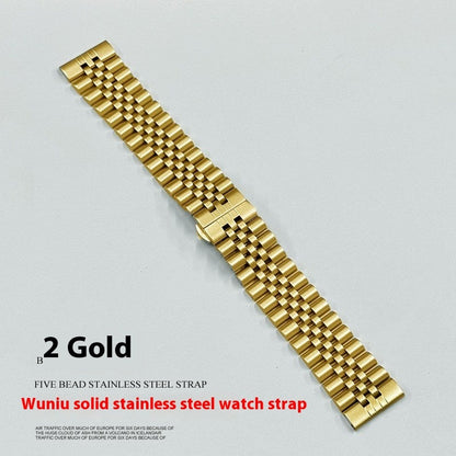 Five-bead Cow Ring Solid Stainless Steel Strap