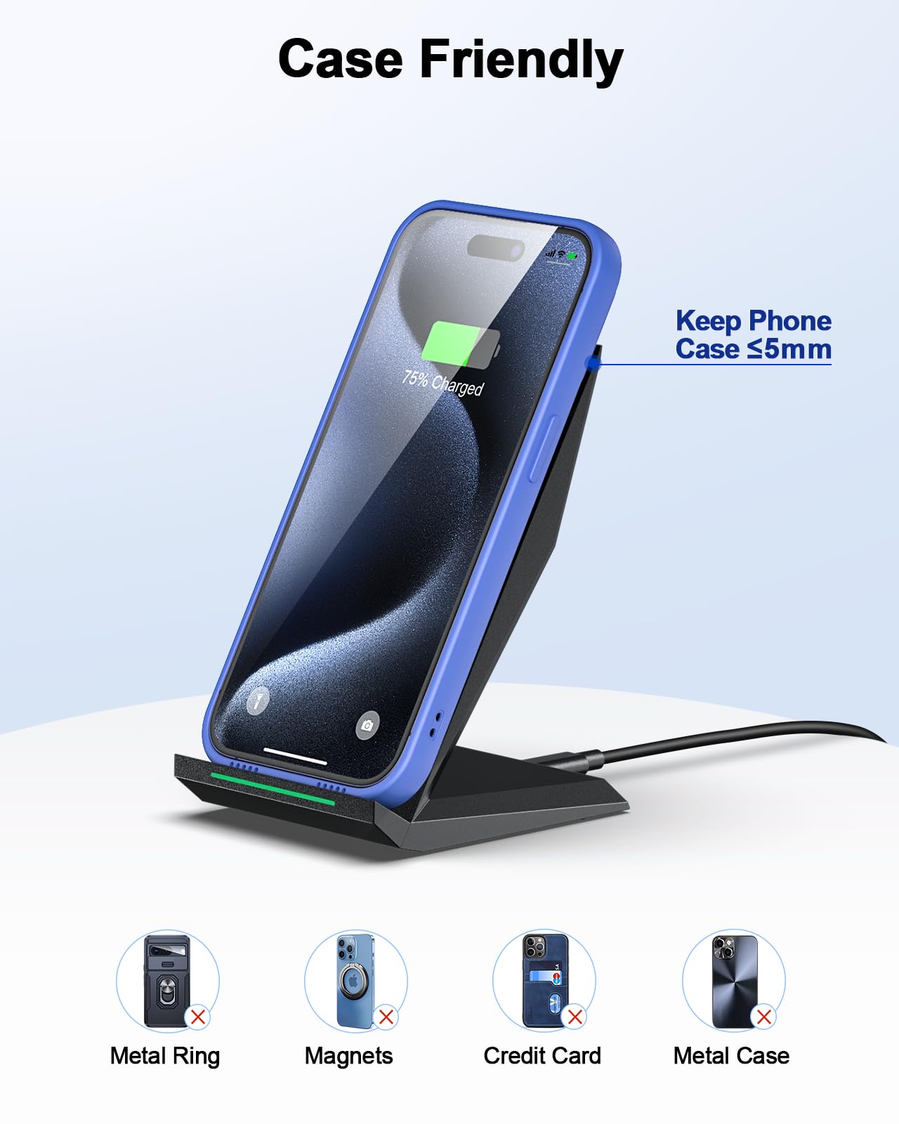 Support de chargement sans fil - Compatible avec iPhone 17 17 Air 16 15 14 Pro et Samsung Galaxy