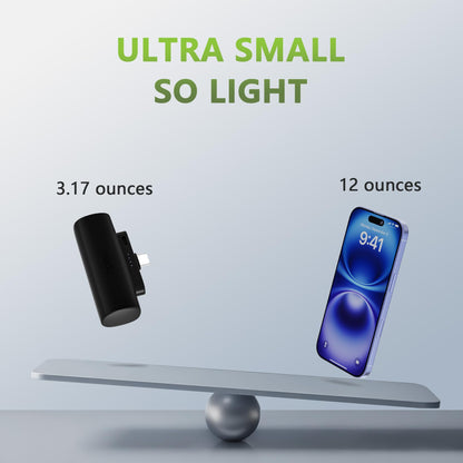 5000Mah Mini Portable Charger With Built-In Type C Connector, 5V 2.4A Usb-C Outp