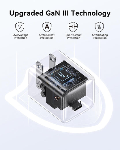 For Iphone 16/15 Charger,Pd 3.0 Pps 33W Gan Usbc Charger Block Foldable Plug Com