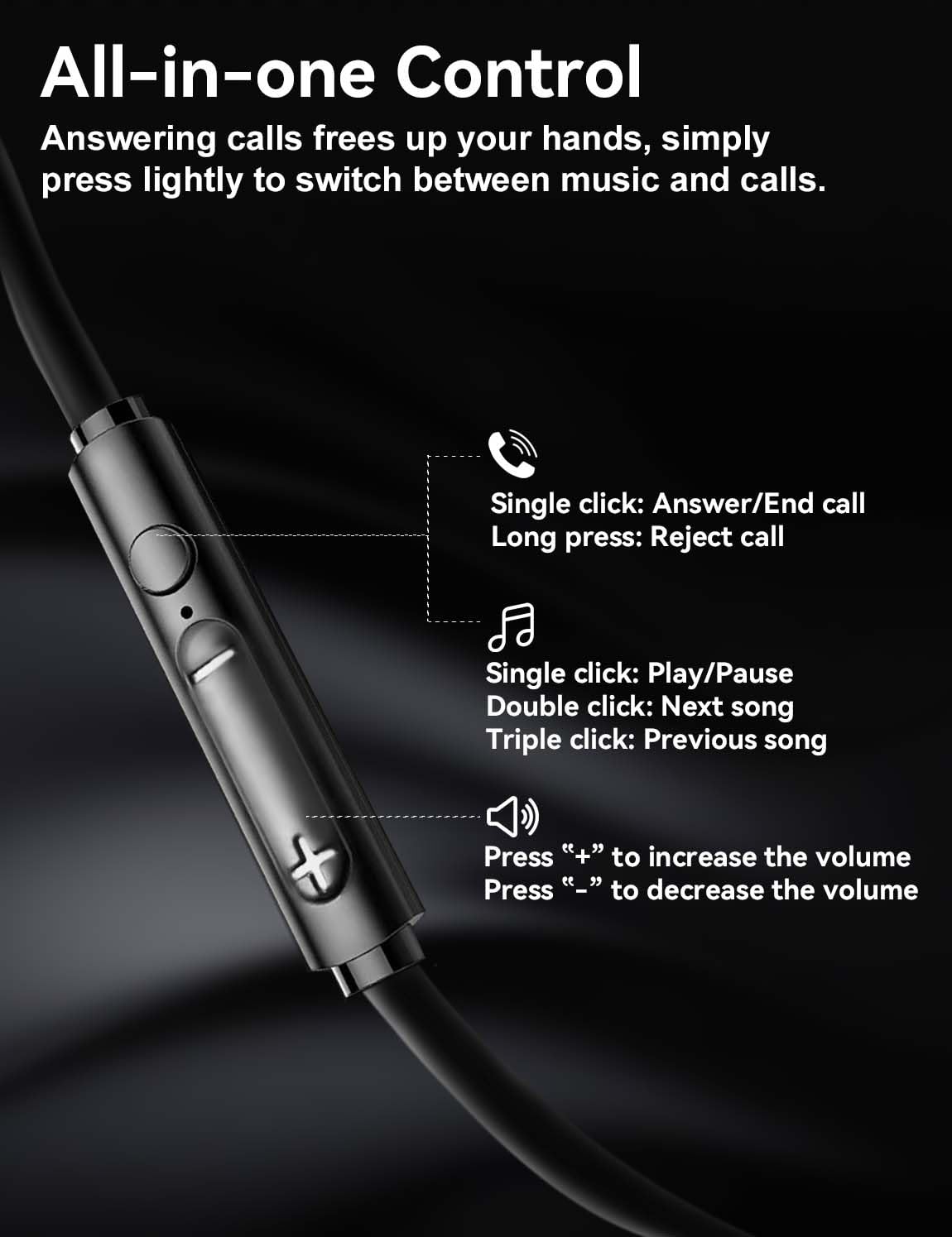 Wired USB-C Earbuds with Mic - Type-C Headphones for iPhone 17e 17 16 15 Pro Max and Samsung