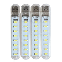 LED Light Stick 4 Pack — Portable 8-Bead White Night Light for Power Bank, Power