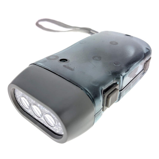 Hand Crank Flashlight — 3 LED No Battery Emergency Light, Hand Powered Torch