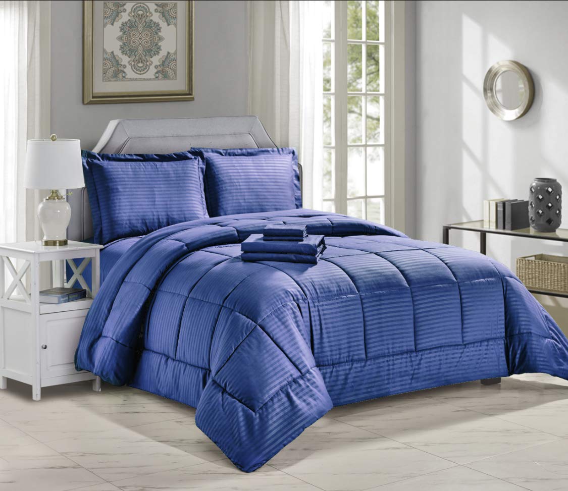 Decor&More Home Essentials 8 Piece Embossed Stripe Bed in a Bag