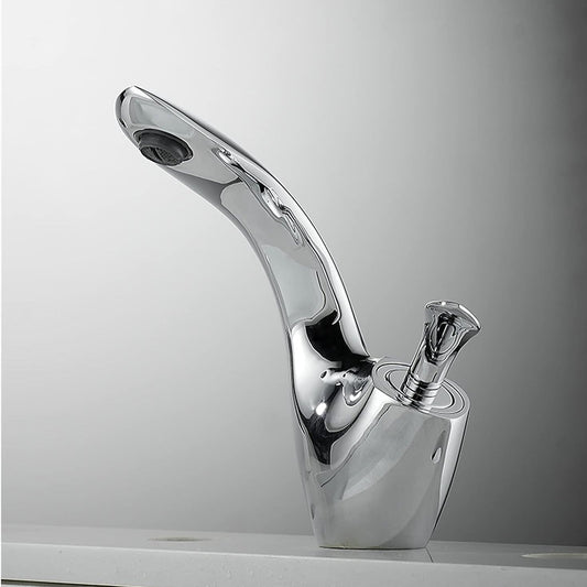 Robinet de lavabo de salle de bain Silhouette Feuille : Design moderne à poignée unique avec accessoires essentiels et plaque de pont
