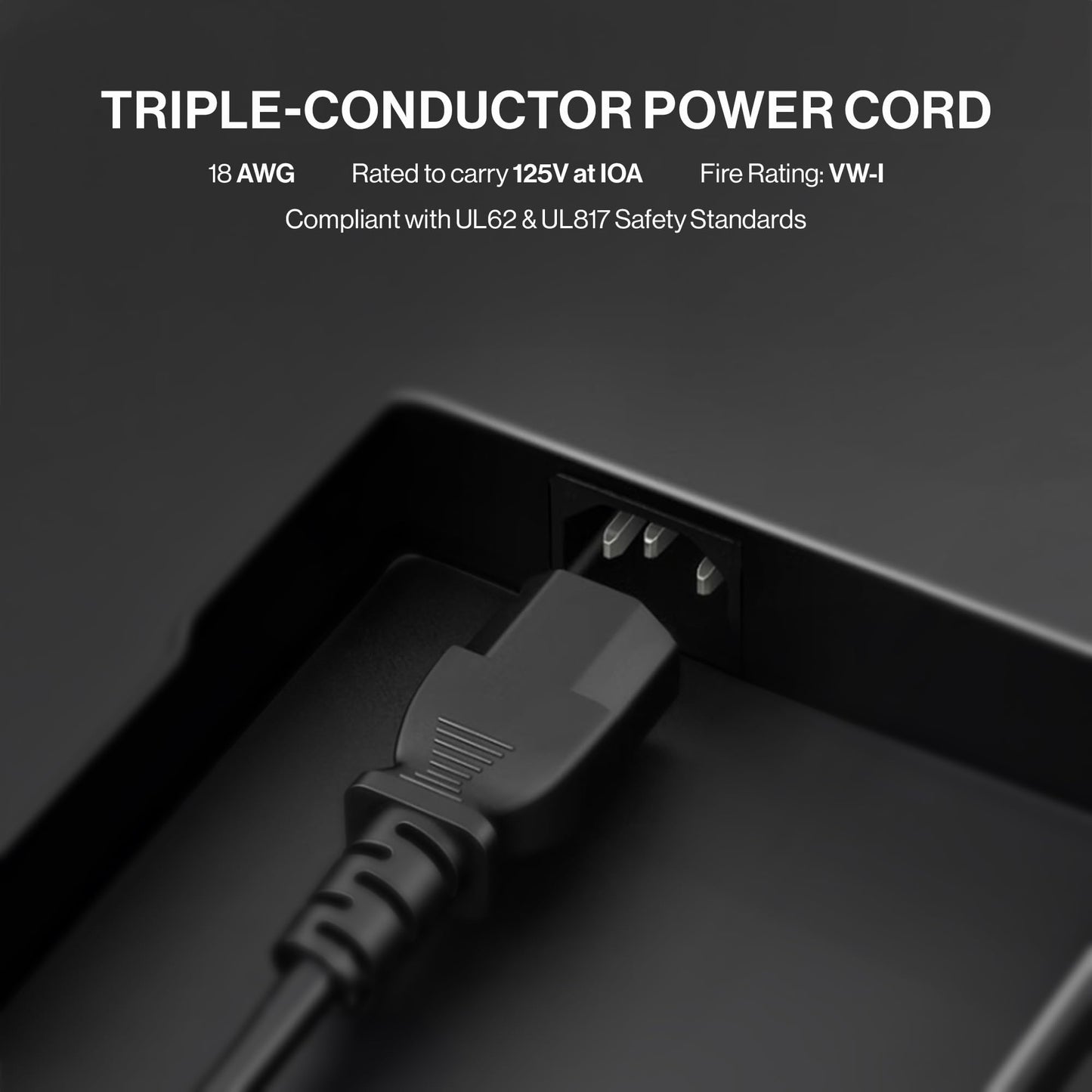 Cordon d'alimentation CA à 3 broches de 1,5 m - Câble d'alimentation universel pour téléviseur, moniteur, ordinateur et imprimante