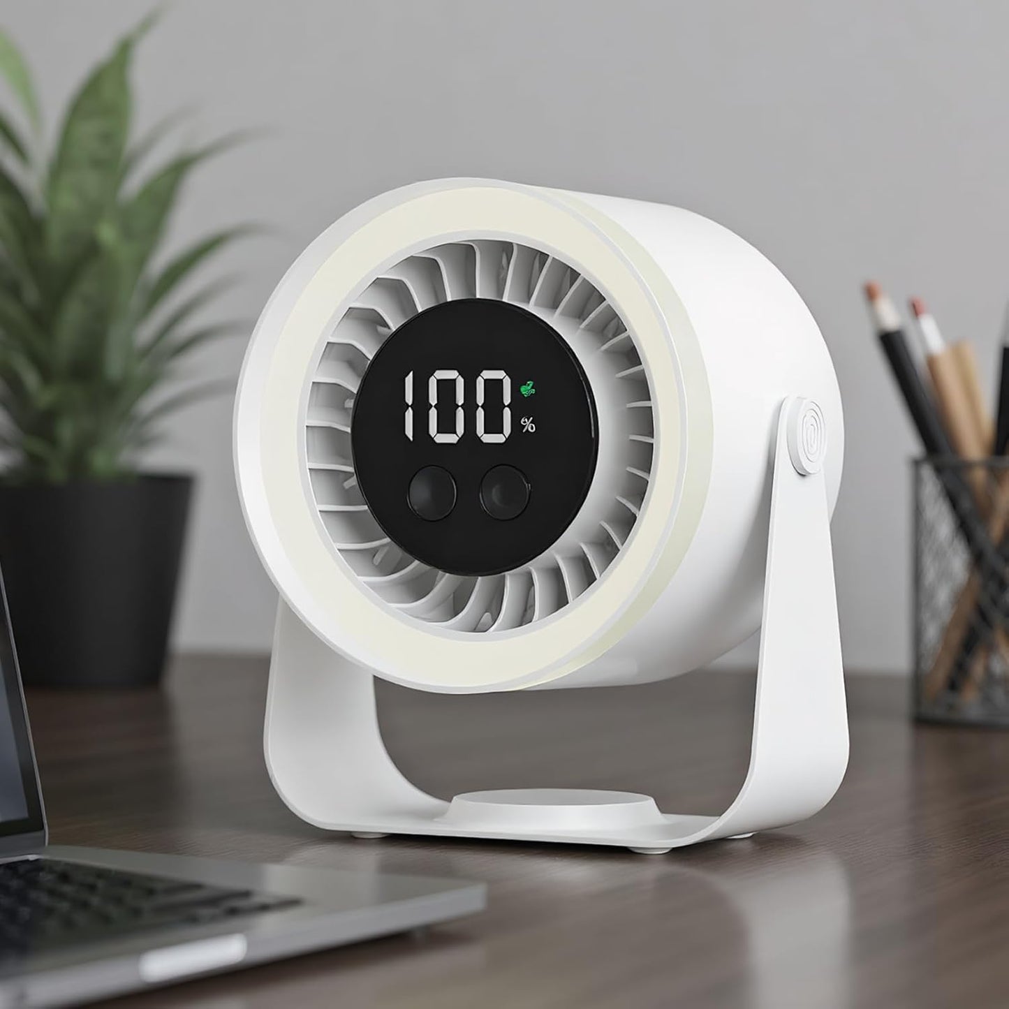 Portable Desk Fan | USB Rechargeable with 10-Speed Quiet Operation | Compact Design for Efficient Cooling
