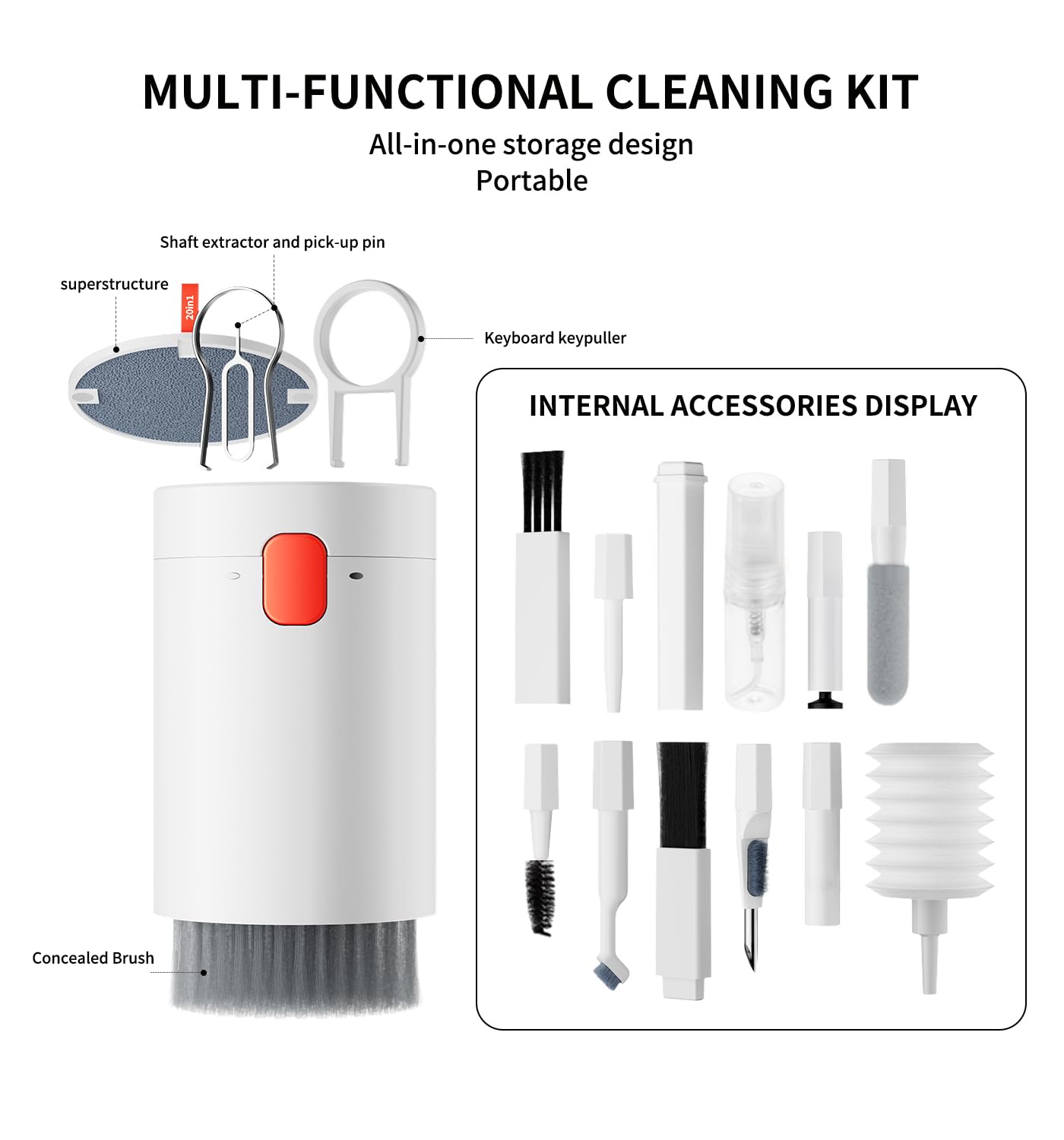 Cleaning Kit Laptop Cleaner,20-In-1 Computer Screen Cleaning Brush Tool,For Airp