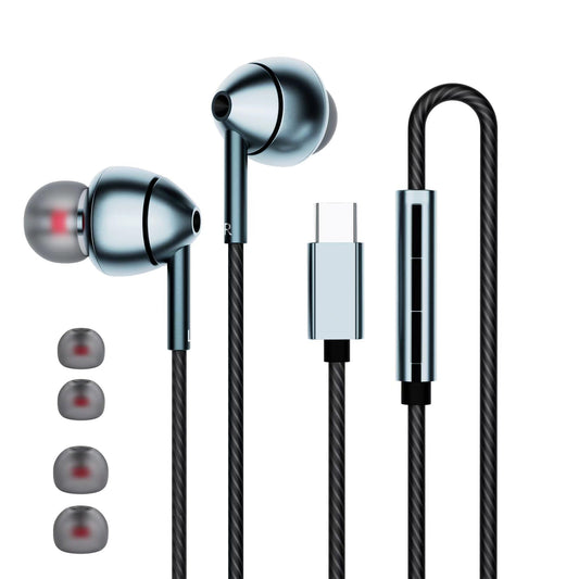 Wired Earbuds with Noise Canceling Volume Control and Mic - USB-C for iPhone 17 16 15 and Samsung