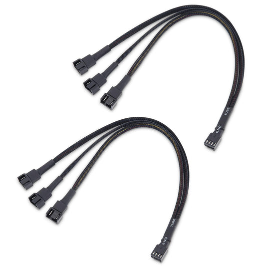 2-Pack 3 Way 4 Pin Pwm Fan Splitter Cable - 12 Inches / 30Cm, 1X Pwm-Controlled