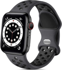 Watch Silicone Sport Band Black — Soft Breathable Strap for Series 3-11, SE & Ul