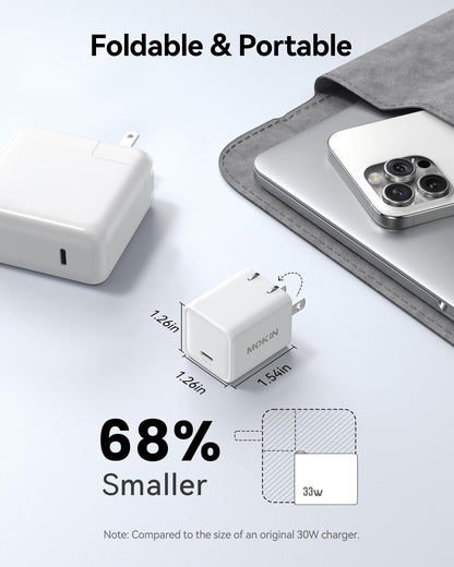 For Iphone 16/15 Charger,Pd 3.0 Pps 33W Gan Usbc Charger Block Foldable Plug Com