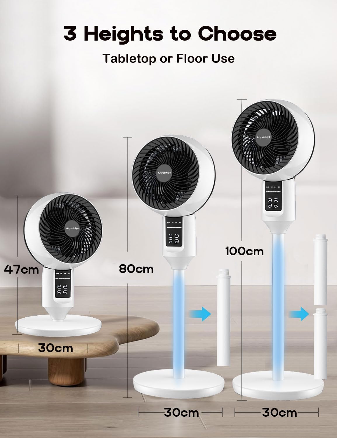 Adjustable Pedestal Fan with Remote Control | 3D Oscillation for Quiet Cooling