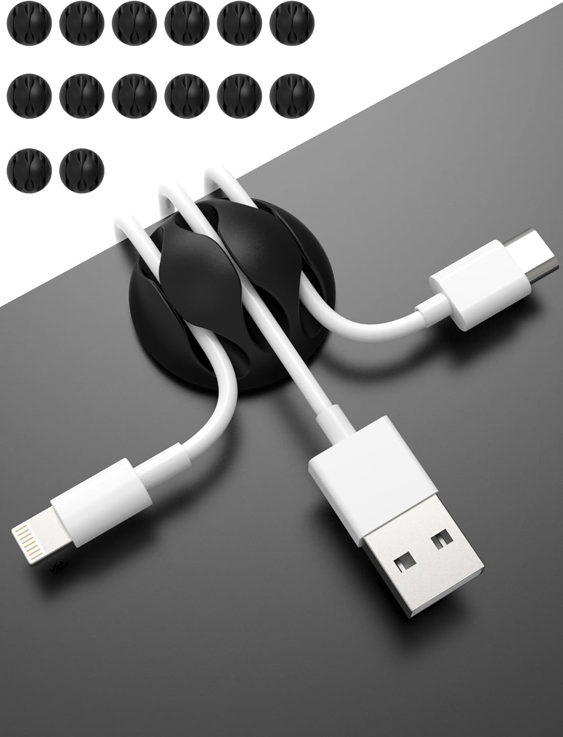 Pack Black 3-Hole TPR Cable Clips Cord Organizer - Premium Wire Management Holde