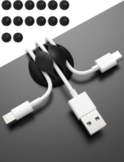 Pack Black 3-Hole TPR Cable Clips Cord Organizer - Premium Wire Management Holde