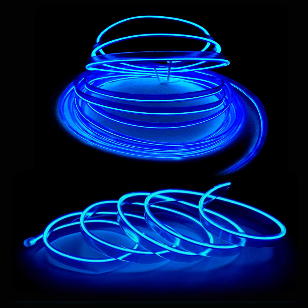 EL Wire Car Interior Neon Strip Lights 2M — USB 5V with Fuse Protection for Dash