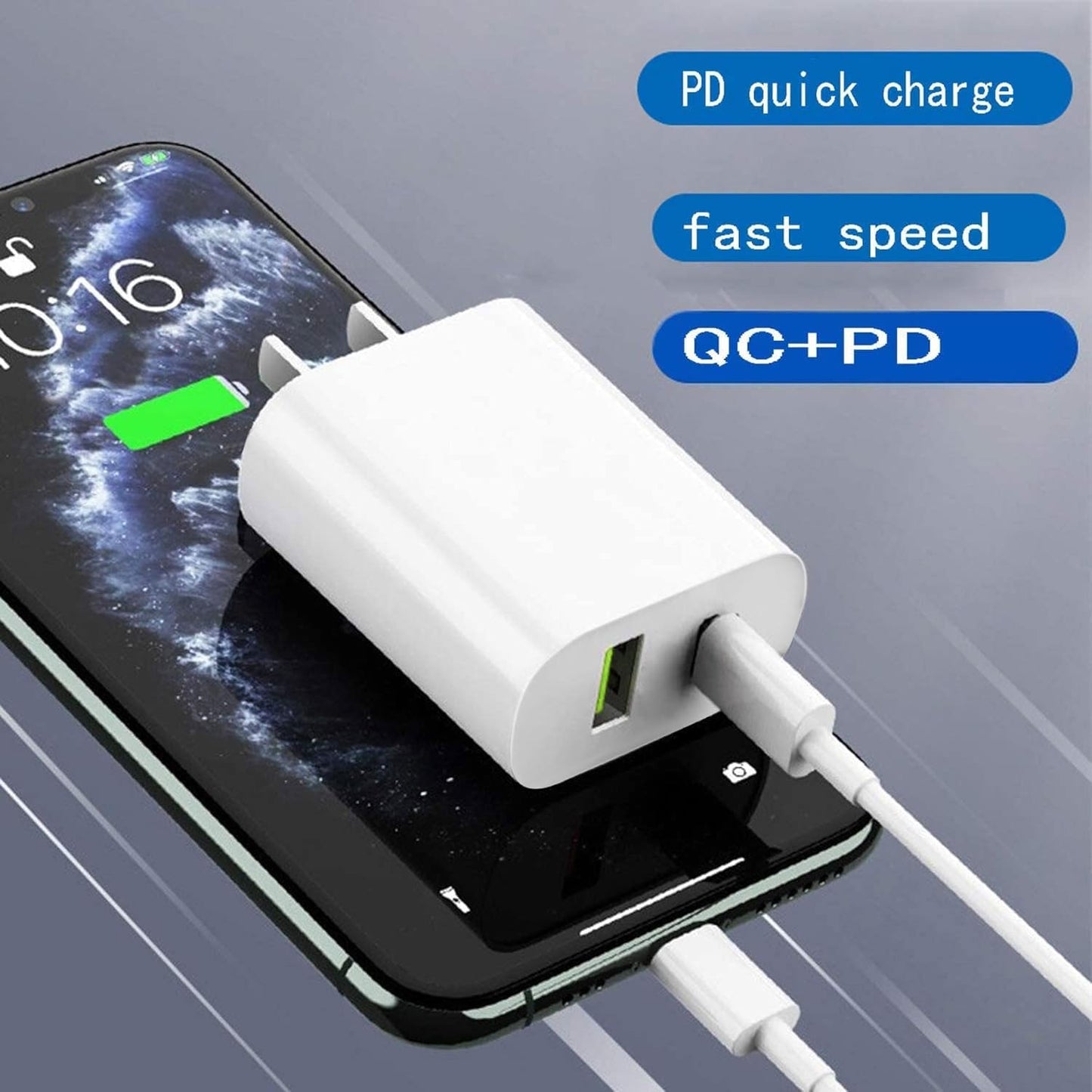 USB-C Charger Block 20W - Dual Port Type-C Wall Charger Fast Charging Power Adapter