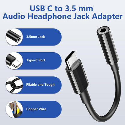 Adaptateur USB-C vers prise casque 3,5 mm (pack de 3) - Dongle audio DAC pour iPhone 16 15 et Samsung Galaxy