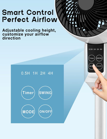Adjustable Pedestal Fan with Remote Control | 3D Oscillation for Quiet Cooling
