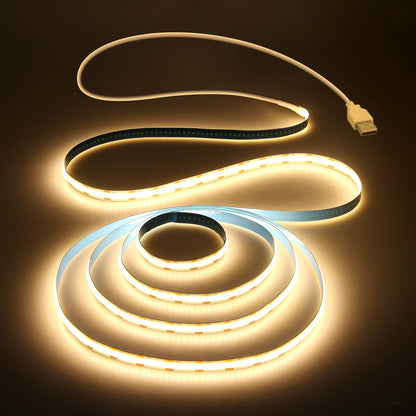 Cob Led Strip Lights Warm White Led Tv Backlight 5V 1M 3.28Ft 320Leds 3000K Cri8