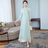 Vestido bordado estilo retro para mujer