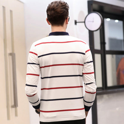 Lapel Plus Size Striped Business Men's T-shirt