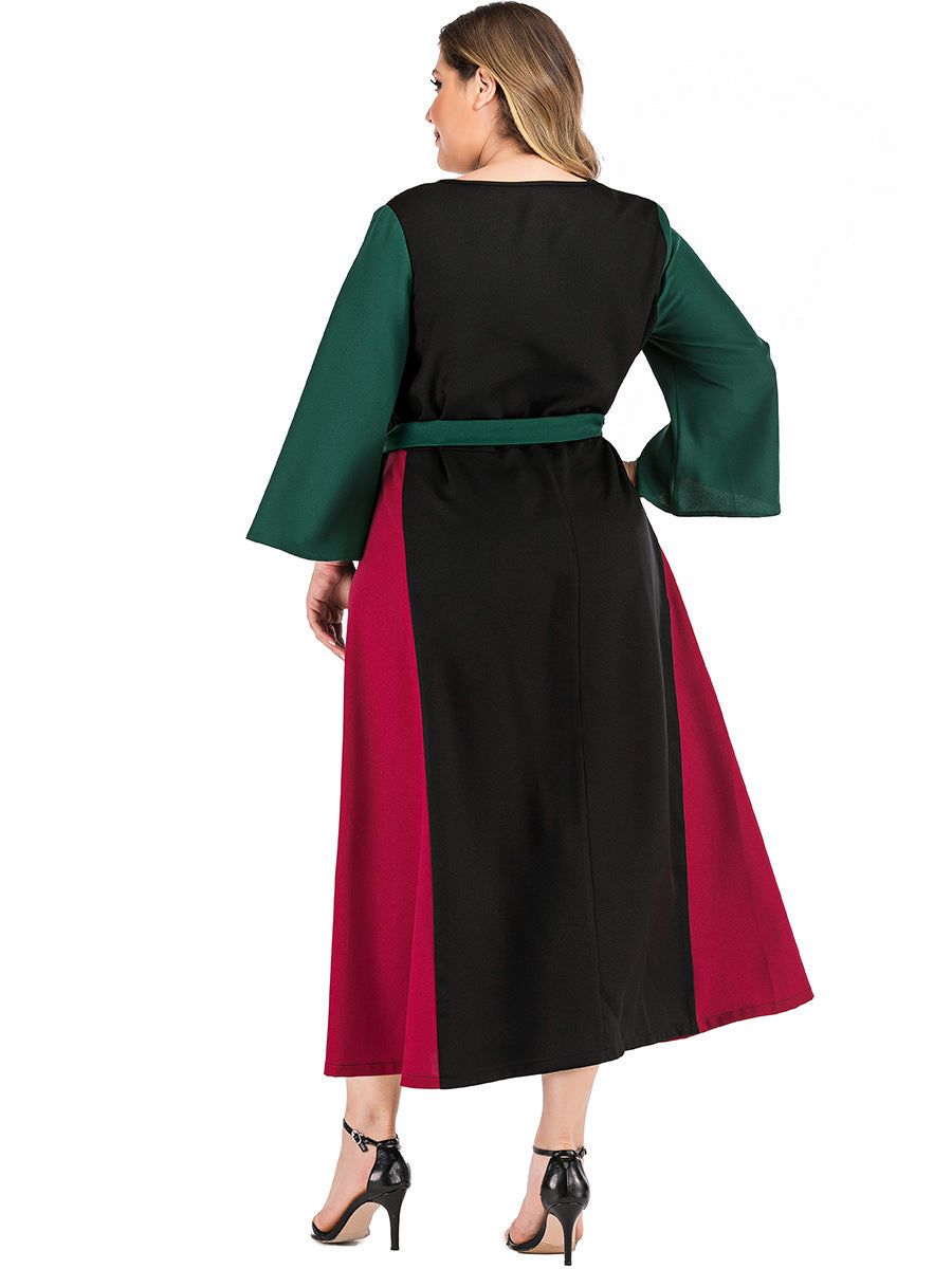 Vestido de mujer de talla grande con costuras en contraste