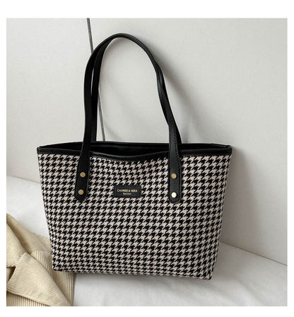 Bolso de Hombro de Pata de Gallo Moda Invierno Bolsos de Desplazamiento Bolsos Grandes de Mujer Bolsos de Compras Informales