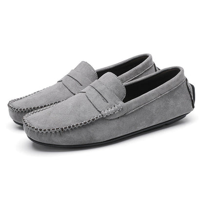 Hand-stitched Men's Beanie Shoes Velvet Leather Handmade