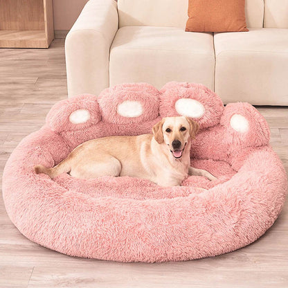 Big Paw Plush Pet Sofa Bed – Washable Dog & Cat Bed with Calming Raised Edges (Small to XL)