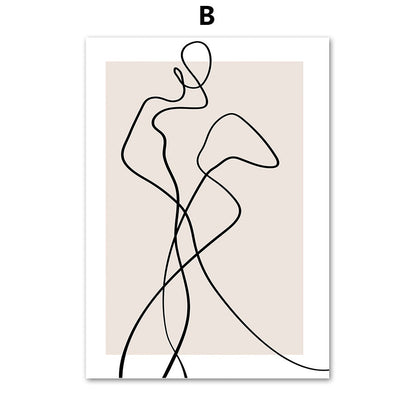 Abstract Female Wall Art Canvas Floral Line Drawing Nordic Poster