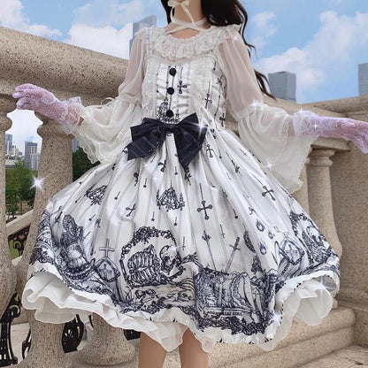 Vestido Lolita JSK Tomb Prisoner Girl Vestido JSK gótico oscuro Vestido de fiesta de princesa victoriana vintage oscuro Vestido lolita sin mangas