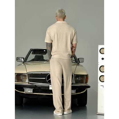 Lapel Short-sleeved T-shirt Men's Casual Top And Trousers Suit