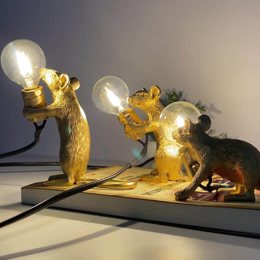 Lampe de Table Creative Nordique en Résine Souris Lumières LED Veilleuse Mini Lampes de Bureau Rat