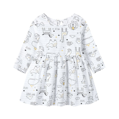 Robe en coton à manches longues à motif floral pour enfants