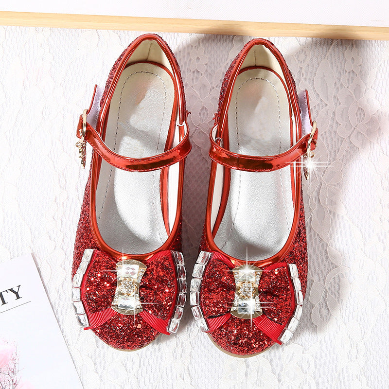 Chaussures à talons hauts pour filles avec strass et nœud, style princesse