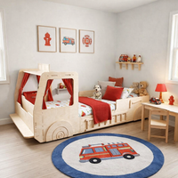 Cama con forma de camión de bomberos 5 Alarm – Estructura de cama infantil de madera | Bush Acres