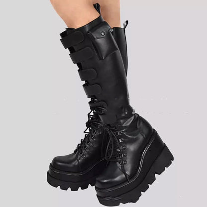Zapatos con Plataforma Botas de Mujer Zapatos de Invierno Cuero Genuino