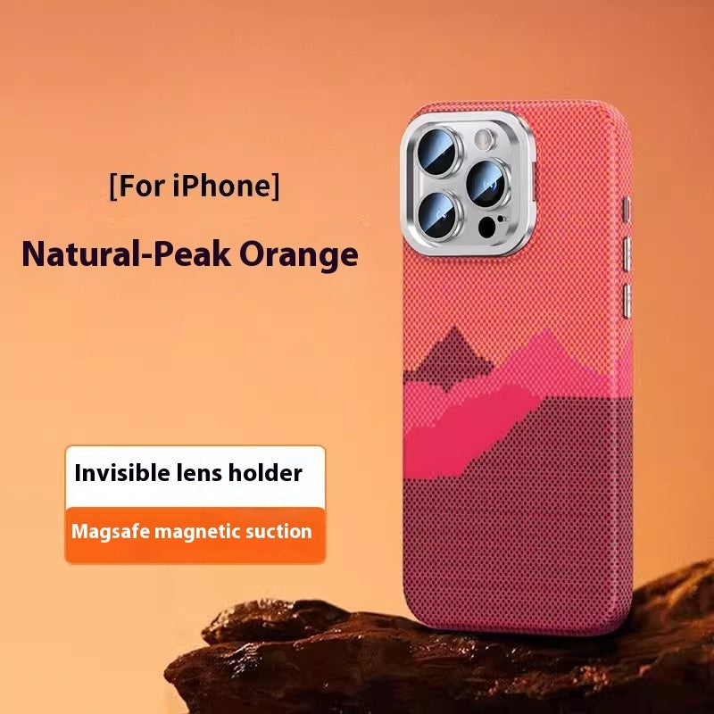 Carbon Fiber Kevlar Magnetic iPhone 15 & 16 Case – Frosted MagSafe-Compatible with Kickstand