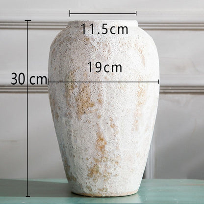 Living Room Flower Arrangement Ceramic Retro Pottery Pot Coarse Pottery Vase